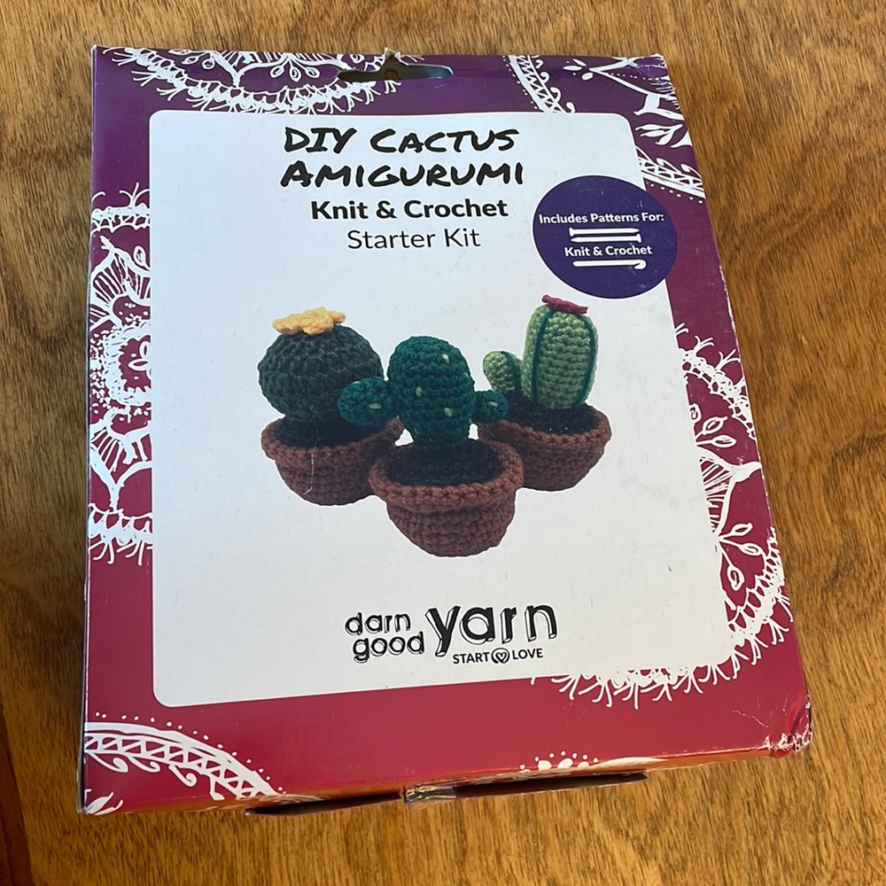 Darn Good Yarn Cactus Amigurumi crochet or knit kit